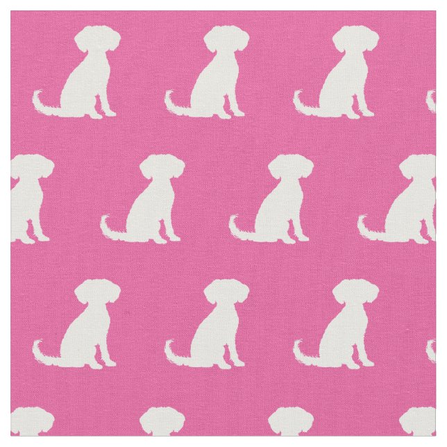 Tela Schnoodle Dog Silhouette Mascota Pink (De cerca)