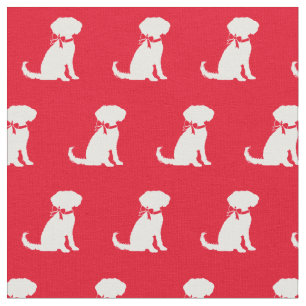 Tela Schnoodle Dog Silhouette Mascota Red