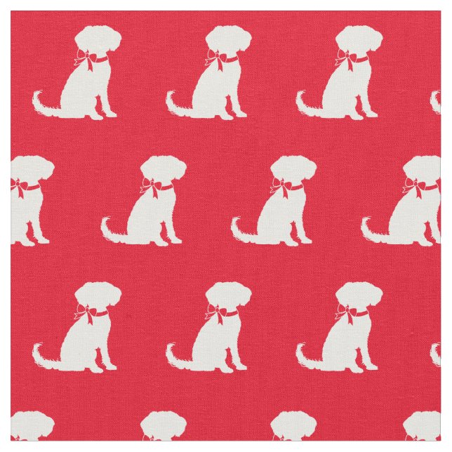 Tela Schnoodle Dog Silhouette Mascota Red (De cerca)