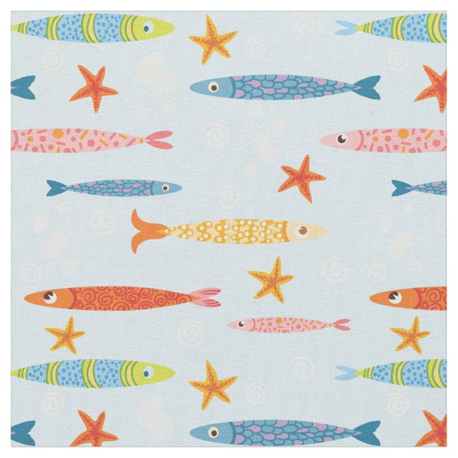 Tela School of Fish Fun (De cerca)
