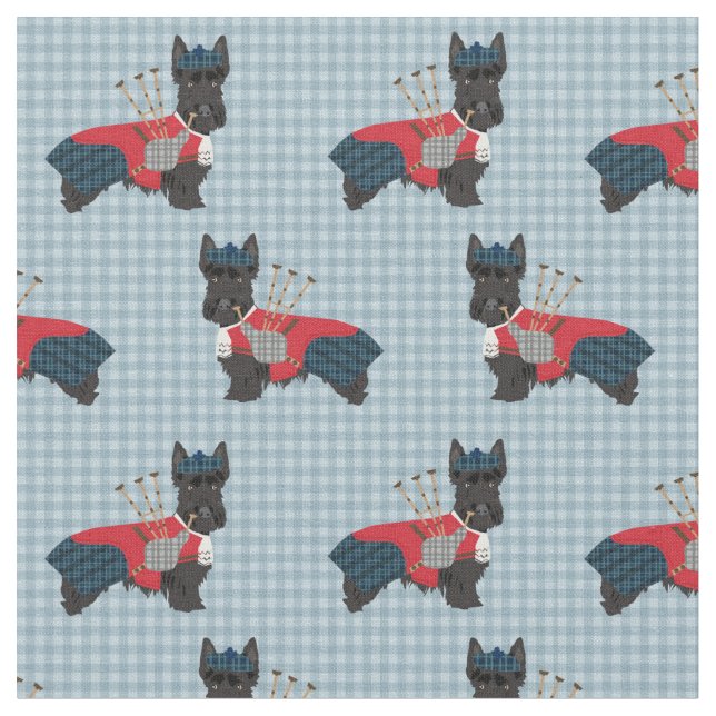 Tela "Scottie dog bagpipers" scottitish terrier (De cerca)