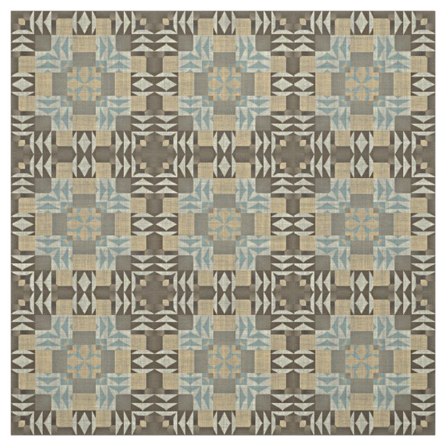Tela Seafoam Green Taupe Beige Oscuro Aspecto étnico ma (Retal)