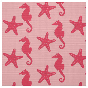 Tela Seahorse y estrellas de mar - sombras del rosa