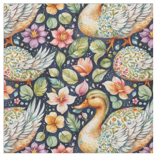 Tela "Seamless Pattern of Geese Among Leaves"