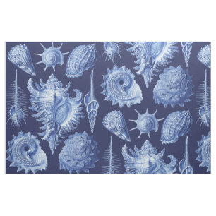 Tela Seashells del vintage azules