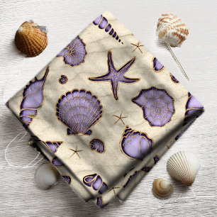 Tela Seashells y Sand Purple ID782