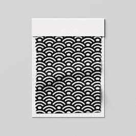 Tela Seigaiha, olas, japonés, blanco y negro