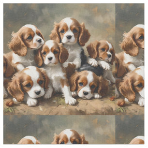 Tela Seis cachorros españoles Cavalier,