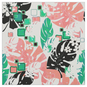 Tela Selva tropical sin foco hojas abstractas modernas 