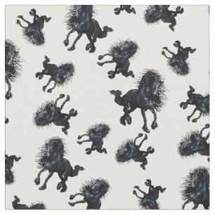 Tela Semental frisio, caballo negro de la belleza