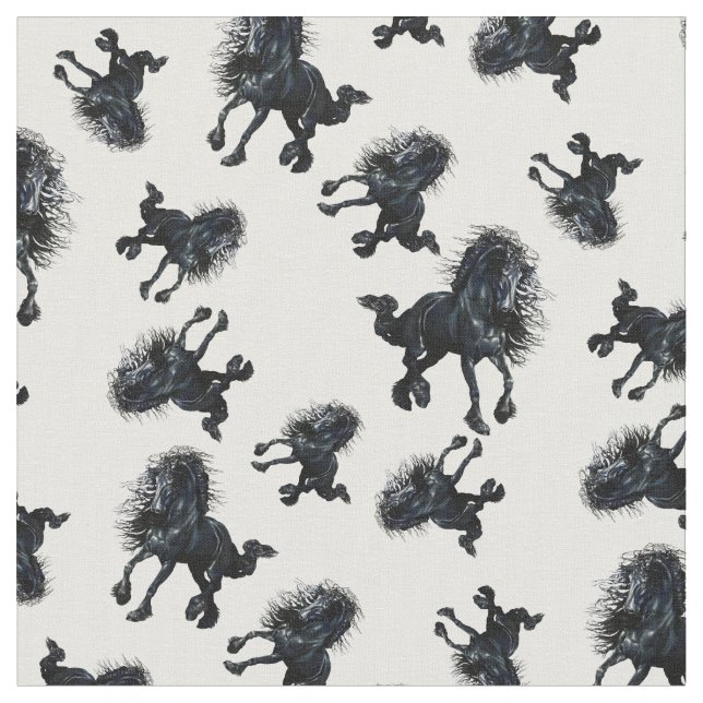 Tela Semental frisio, caballo negro de la belleza (De cerca)