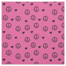 Tela Señales y corazones de paz rosados negros