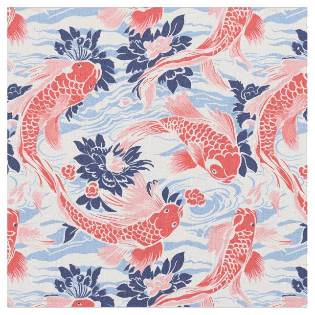 Tela Serenidad de Koi Pond (De cerca)