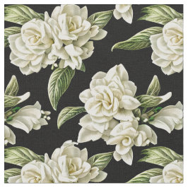 Tela Shabby Chic - Gardenias blancas en un fondo oscuro