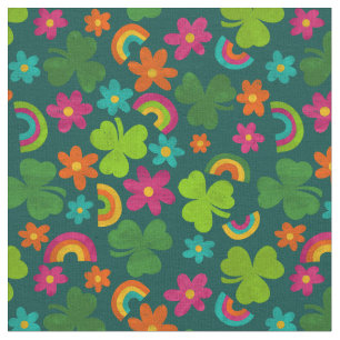 Tela Shamrock, flores y arcos de lluvia San Patricio