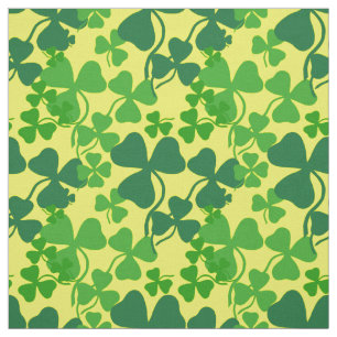 Tela Shamrock irlandés, amarillo, tejido de trébol impr