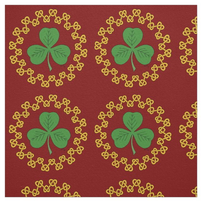 Tela Shamrock y Knotwork en rojo (Retal)