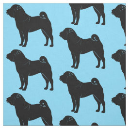 Tela Shar Pei en silueta en azul