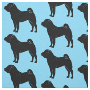 Tela Shar Pei en silueta en azul