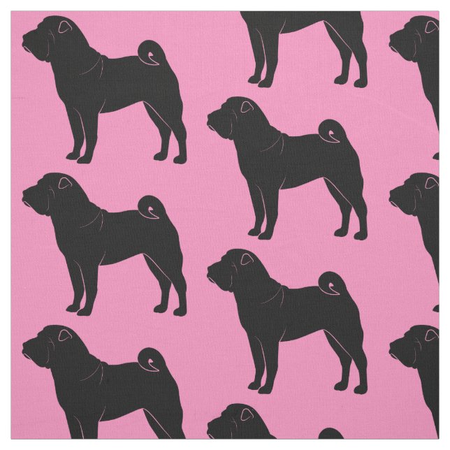 Tela Shar Pei en silueta en rosa (Retal)