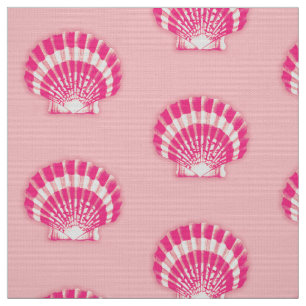 Tela Shell en el mar - rosa y blanco fucsia