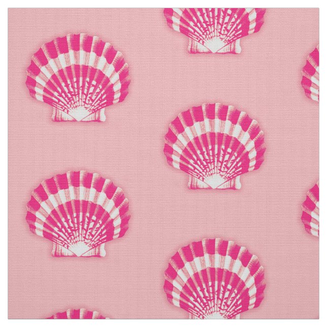 Tela Shell en el mar - rosa y blanco fucsia (Retal)