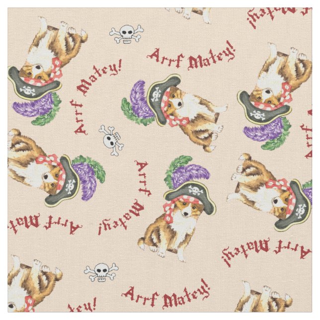 Tela Sheltie Pirate Fabric (De cerca)