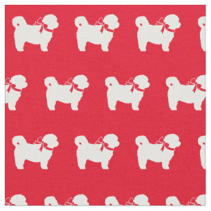 Tela Shih Tzu Dog Silhouette Mascota Red