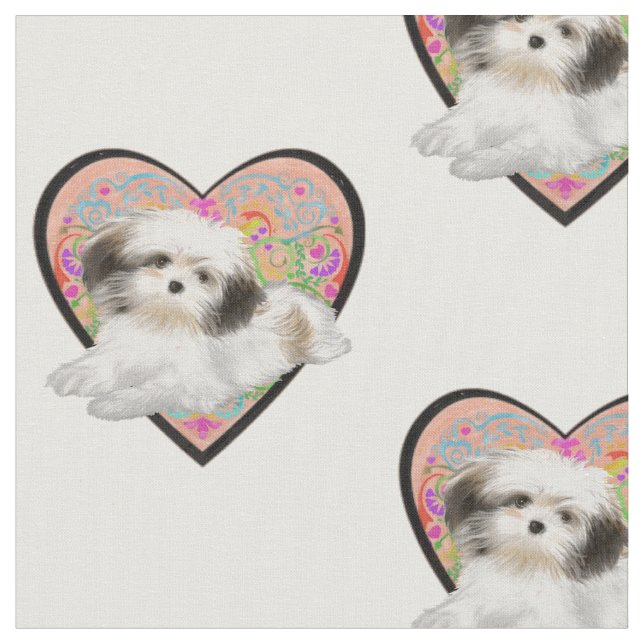 Tela shitzu en corazón (De cerca)