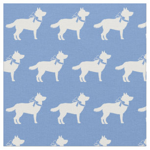 Tela Siberian Husky Dog Silhouette Mascota Light Blue