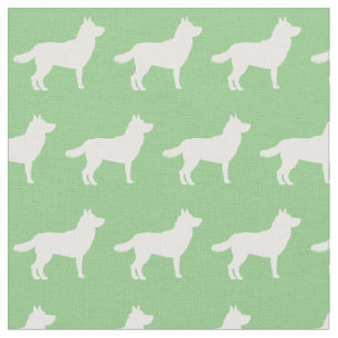 Tela Siberian Husky Dog Silhouette Mascota Sage Green
