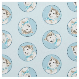 Tela Siberian Husky Puppy Pintando Arte De Perro Rojo D