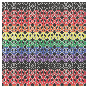 Tela Signos de la paz del arco iris en negro