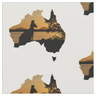 Tela Silhouette de árbol canguro negro y dorado con ata