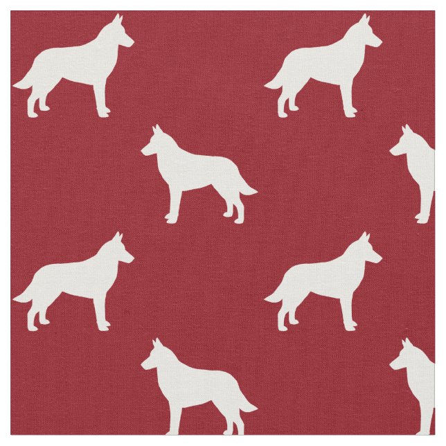 Tela Silhouettes belga malinois de perro rojo y blanco (De cerca)