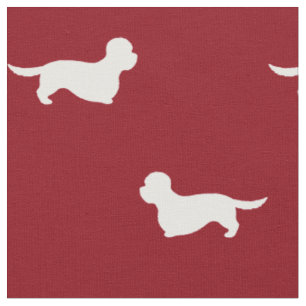 Tela Silhouettes Dandie Dinmont Terrier Rojo y Blanco