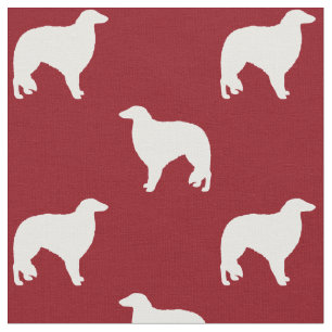 Tela Silhouettes de perro de Borzoi con estampado rojo 