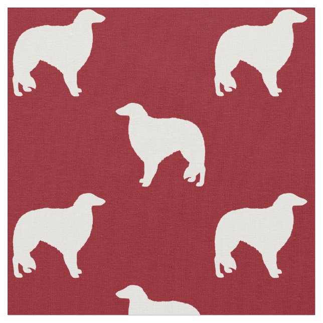 Tela Silhouettes de perro de Borzoi con estampado rojo  (De cerca)
