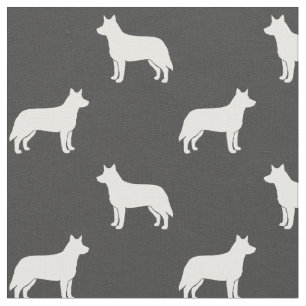 Tela Silhouettes de perro de ganado australiano blanco