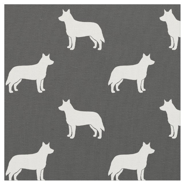 Tela Silhouettes de perro de ganado australiano blanco  (De cerca)