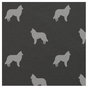 Tela Silhouettes de perro de Tervuren belga gris y negr