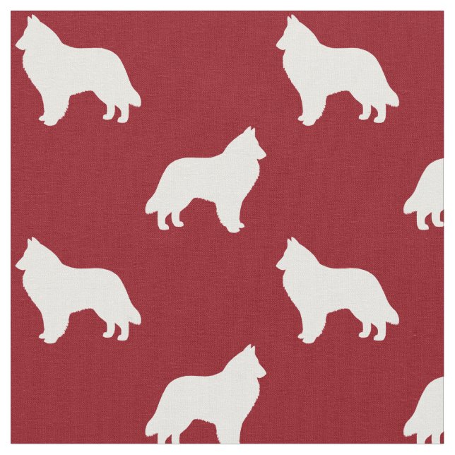 Tela Silhouettes de Sheepdog belga rojo y blanco (De cerca)