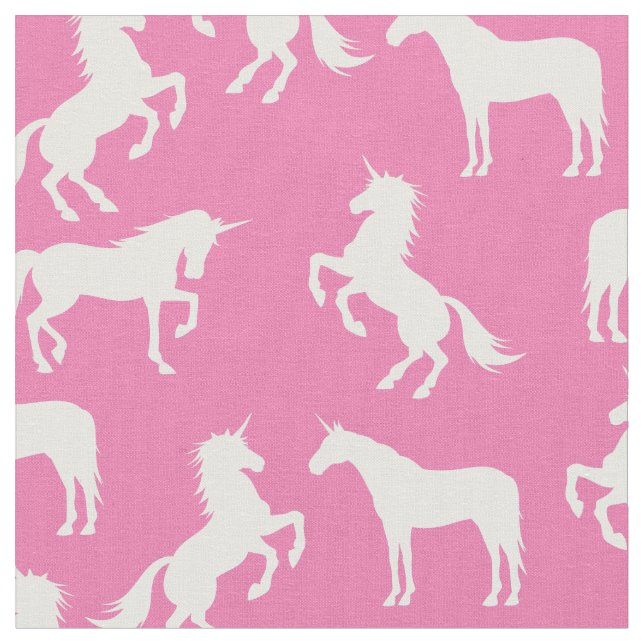 Tela Silhouettes de unicornio rosa y blanco (De cerca)