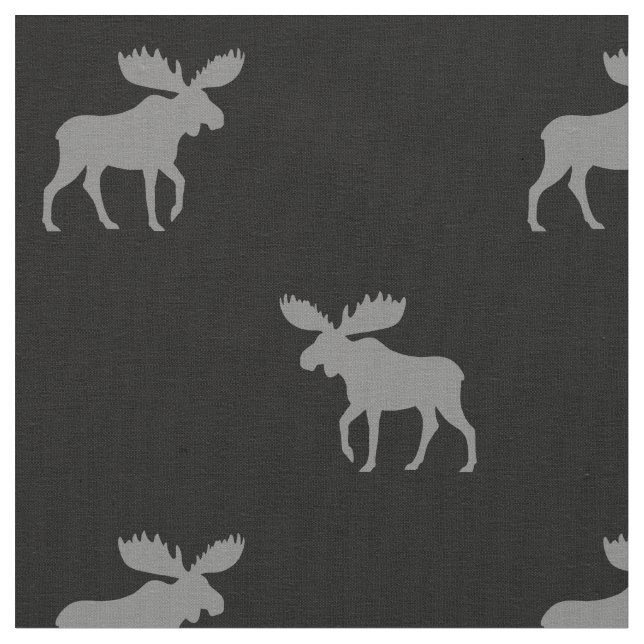 Tela Silhouettes moose Gris y con estampado negro (De cerca)