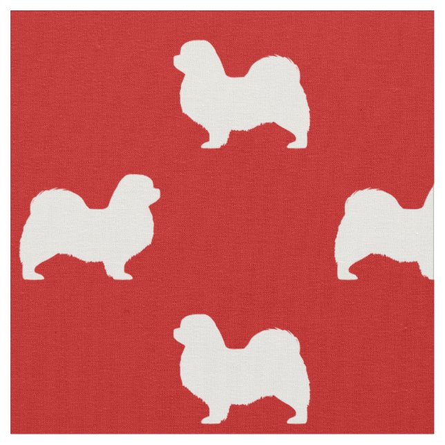 Tela Silhouettes tibetano de perro rojo y blanco (De cerca)
