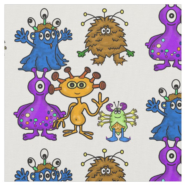 Tela Silly Fun Personalizado Aliens Fabric (De cerca)