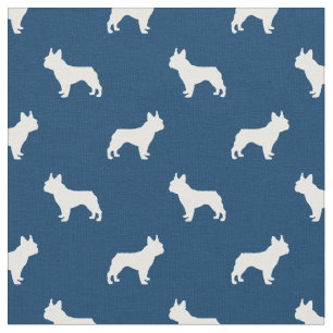 Tela Silueta de Bulldog francés azul marino