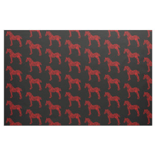 Tela Silueta de caballo de tiro rojo y negro