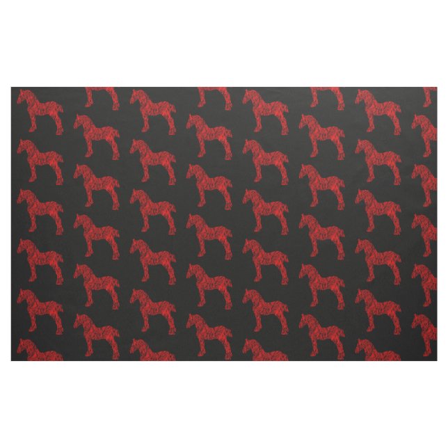 Tela Silueta de caballo rojo y negro con inclinación ("Cuarto gordo" (fat quarter))