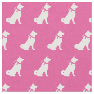 Tela Silueta de perro Akita Mascota Rosa
